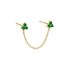 14K Gold / Single Emerald Green Double Trio Cluster Chain Stud Earring 14K - Adina Eden's Jewels