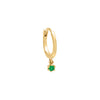 14K Gold / Single Emerald Dangling Solid Huggie Earring 14K - Adina Eden's Jewels