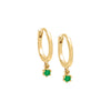  Emerald Dangling Solid Huggie Earring 14K - Adina Eden's Jewels