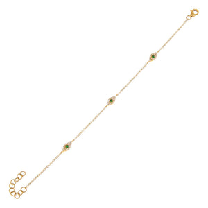  Diamond Triple Evil Eye Bracelet 14K - Adina Eden's Jewels
