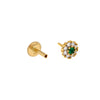  CZ Colored Circle Threaded Stud Earring 14K - Adina Eden's Jewels
