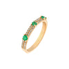 Emerald Green / 7 Diamond X Colored Gemstone Double Row Band 14K - Adina Eden's Jewels