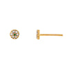 14K Gold Round Diamond X Emerald Flower Stud Earring 14K - Adina Eden's Jewels