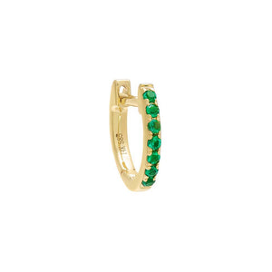 14K Gold / Single Gemstone Pavé Huggie Earring 14K - Adina Eden's Jewels