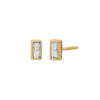14K Gold / Pair Tiny Diamond Baguette Bezel Stud Earring 14K - Adina Eden's Jewels