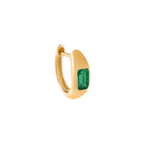  Gemstone Baguette Hollow Dome Huggie Earring 14K - Adina Eden's Jewels