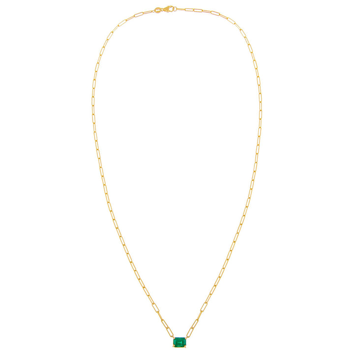  Diamond Emerald Link Necklace 14K - Adina Eden's Jewels