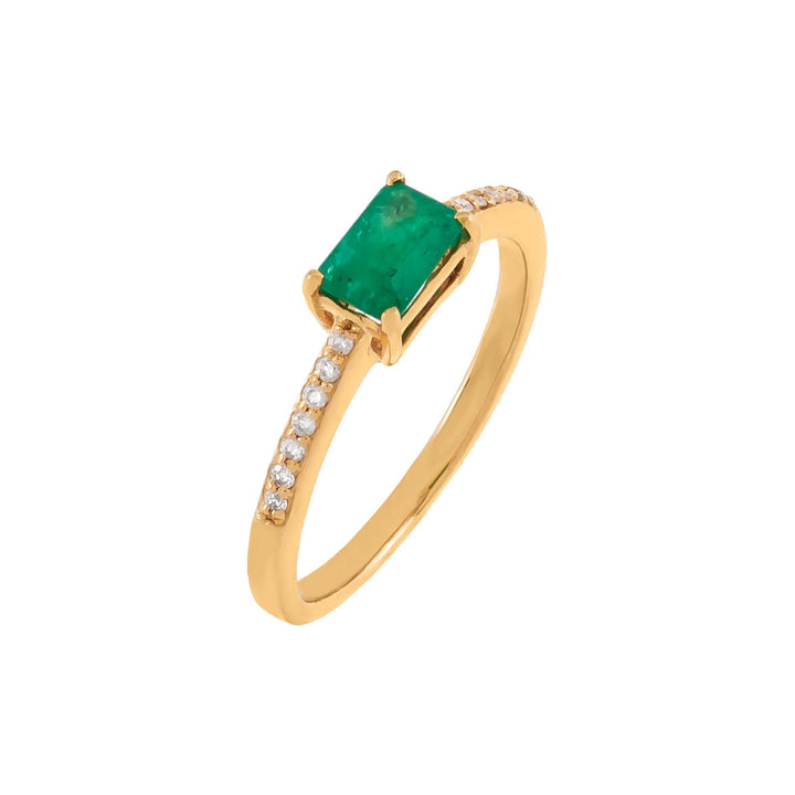Emerald Green / 6 Gemstone Baguette Ring 14K - Adina Eden's Jewels