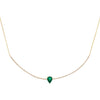 Emerald Green Diamond x Emerald Green Teardrop Scoop Bar Necklace 14K - Adina Eden's Jewels