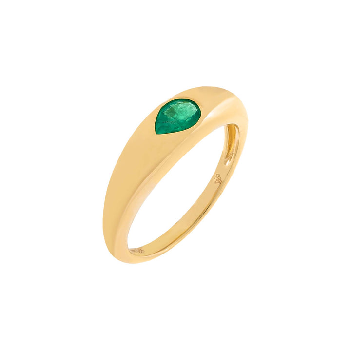 Emerald Green / 6.5 Gemstone Teardrop Dome Ring 14K - Adina Eden's Jewels