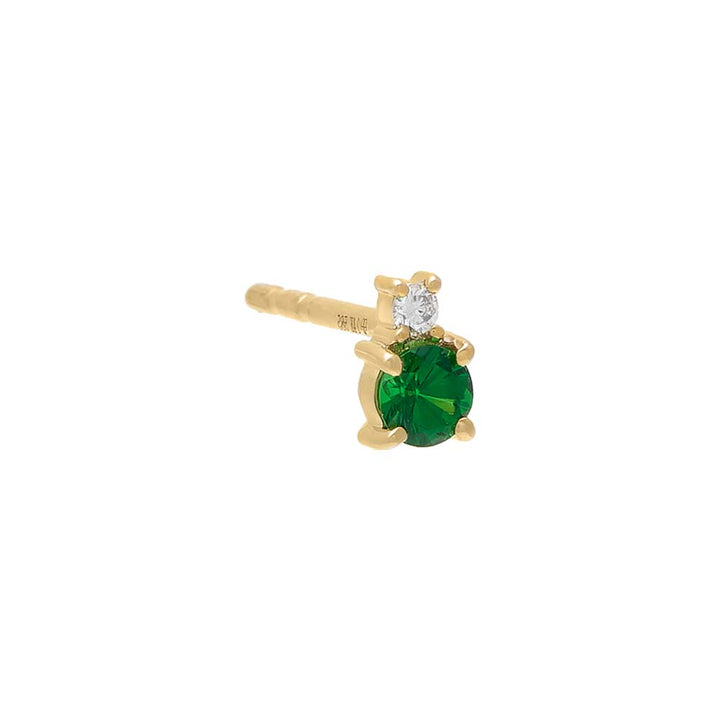  Diamond X Gemstone Stud Earring 14K - Adina Eden's Jewels