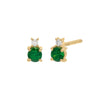 Emerald Green / Single Diamond X Gemstone Stud Earring 14K - Adina Eden's Jewels