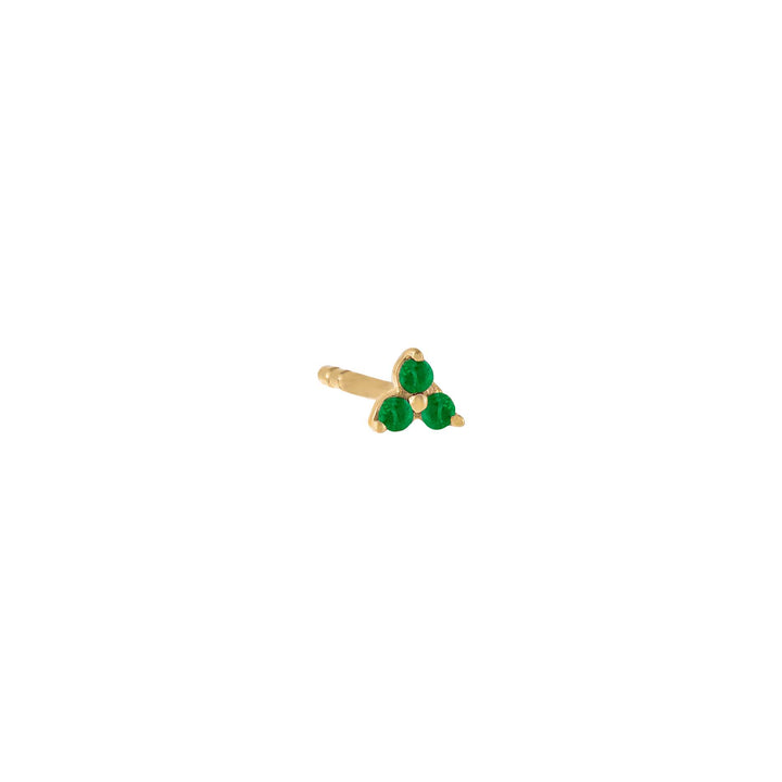 Emerald Green / Single Diamond Tiny Colored Cluster Stud Earring 14K - Adina Eden's Jewels