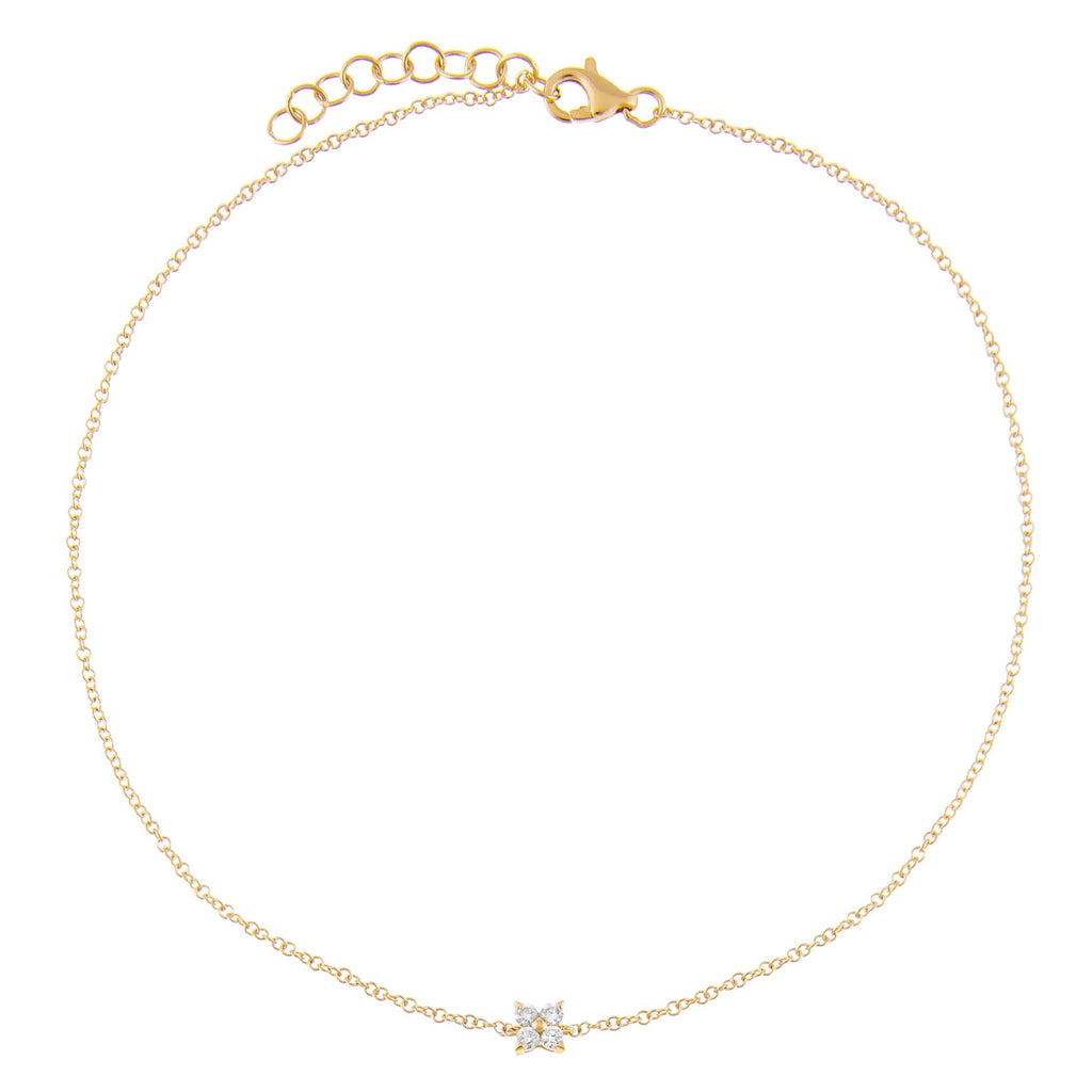 14K Gold Diamond Flower Anklet 14K - Adina Eden's Jewels