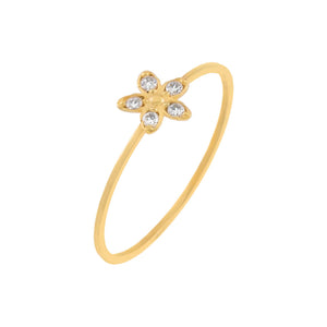 14K Gold / 6 CZ Flower Ring 14K - Adina Eden's Jewels
