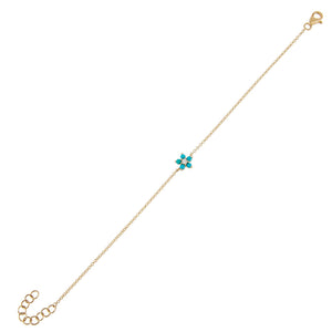 Turquoise Turquoise Flower Bracelet 14K - Adina Eden's Jewels