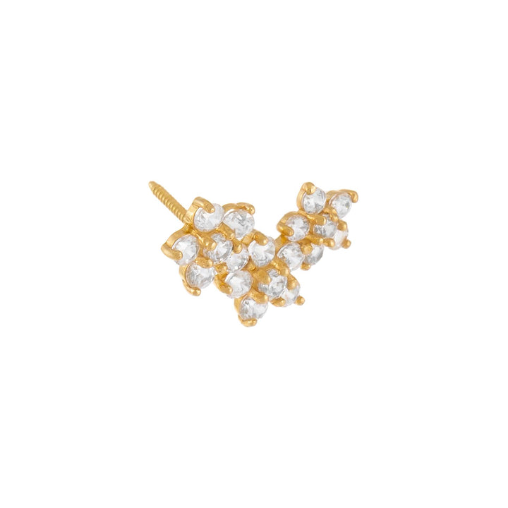 CZ Colored Flower Cluster Stud Earring 14K - Adina Eden's Jewels