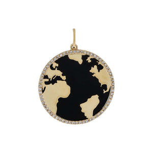 Onyx Diamond Onyx Globe Charm 14K - Adina Eden's Jewels
