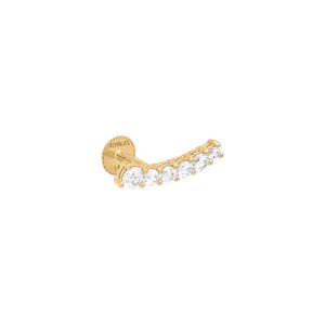 Gold / Single Graduated Curved Bar Threaded Stud Earring 14K - Adina Eden's Jewels