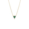 14K Gold / Malachite Mini Diamond Pave Outline Stone Heart Necklace 14K - Adina Eden's Jewels