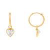 14K Gold CZ Heart Hoop Earring 14K - Adina Eden's Jewels
