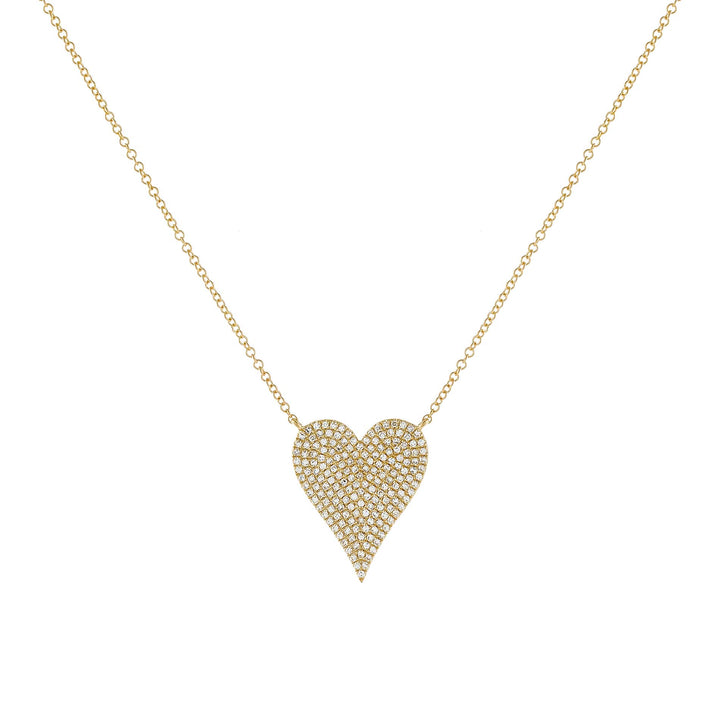 14K Gold Diamond Large Heart Necklace 14K - Adina Eden's Jewels