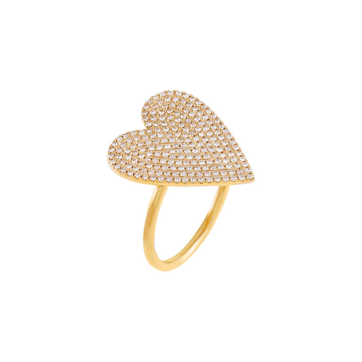 14K Gold / 7 XL Pavé Diamond Heart Ring 14K - Adina Eden's Jewels
