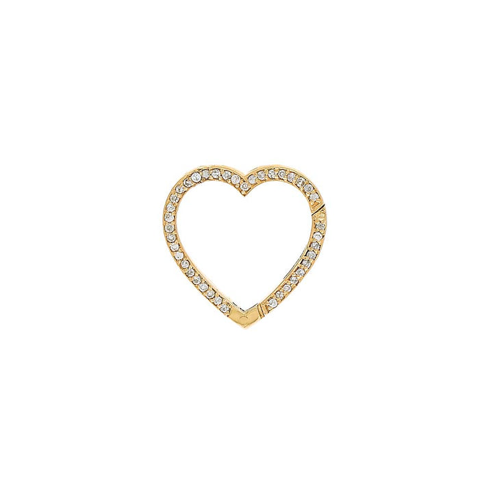14K Gold Large Diamond Pave Heart Charm Connector Clasp 14K - Adina Eden's Jewels