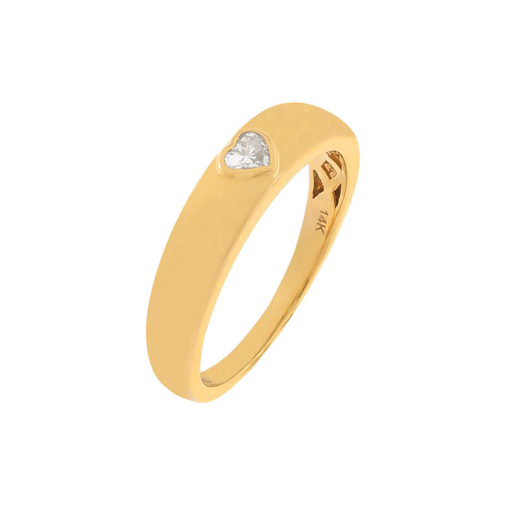 14K Gold / 6 Diamond Heart Hollow Dome Ring 14K - Adina Eden's Jewels