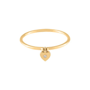  Diamond Heart Charm Ring 14K - Adina Eden's Jewels