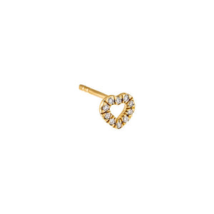 14K Gold / Single Diamond Heart Outline Stud Earring 14K - Adina Eden's Jewels