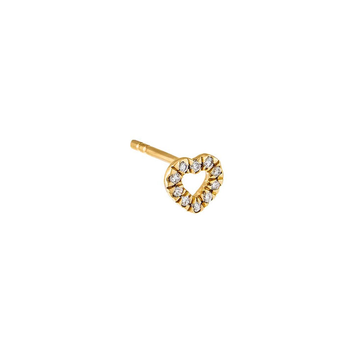 14K Gold / Single Diamond Heart Outline Stud Earring 14K - Adina Eden's Jewels