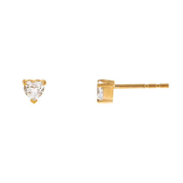 14K Gold / Pair Topaz Heart Stud Earring 14K - Adina Eden's Jewels