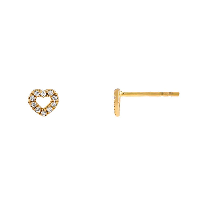 14K Gold / Pair Diamond Heart Outline Stud Earring 14K - Adina Eden's Jewels
