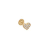 14K Gold / Single Mini Pavé Heart Threaded Stud Earring 14K - Adina Eden's Jewels