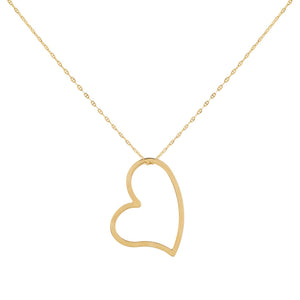 14K Gold Open Heart Baby Gucci Necklace 14K - Adina Eden's Jewels