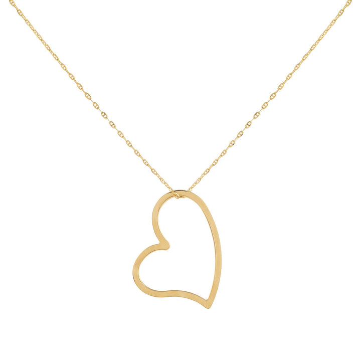 14K Gold Open Heart Baby Gucci Necklace 14K - Adina Eden's Jewels