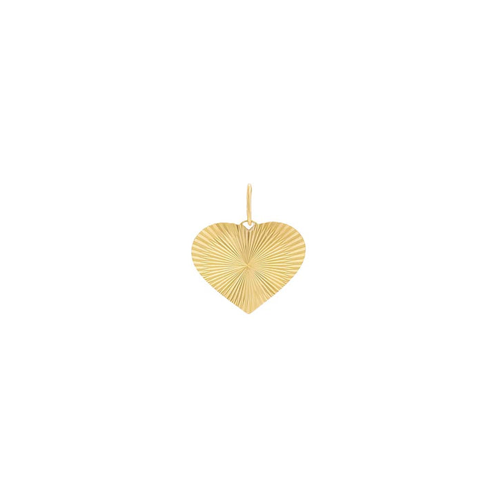 14K Gold Fluted Heart Necklace Charm 14K - Adina Eden's Jewels