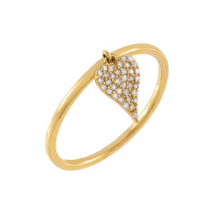 14K Gold / 7 Diamond Heart Charm Ring 14K - Adina Eden's Jewels