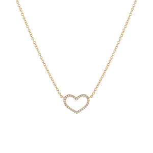 Gold Diamond Open Heart Necklace 14K - Adina Eden's Jewels