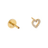  Diamond Open Heart Threaded Stud Earring 14K - Adina Eden's Jewels