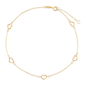 14K Gold Open Heart Anklet 14K - Adina Eden's Jewels