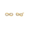 14K  Gold / Pair Mini Pavé x Solid Infinity Stud Earring 14K - Adina Eden's Jewels