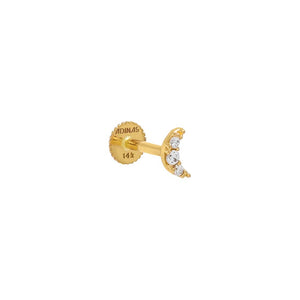 Gold / 6.5MM / Single Pave Moon Threaded Stud Earring 14K - Adina Eden's Jewels