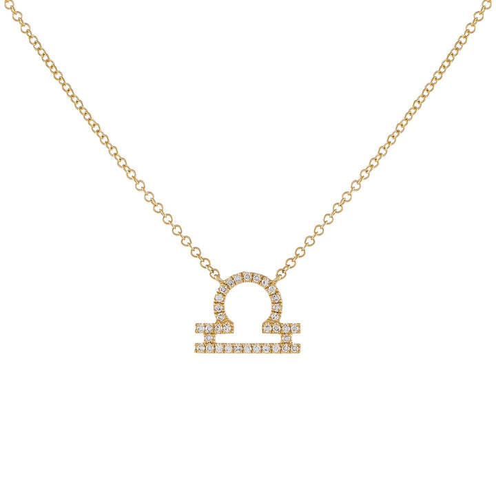 14K Gold / Libra Diamond Zodiac Necklace 14K - Adina Eden's Jewels