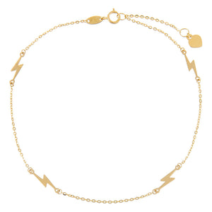 14K Gold Lightning Anklet 14K - Adina Eden's Jewels