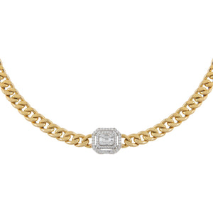 14K Gold Diamond Double Illusion X Miami Cuban Chain Choker 14K - Adina Eden's Jewels