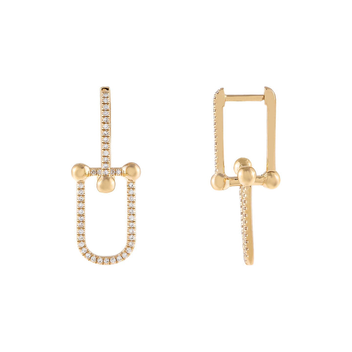 14K Gold Diamond Pavé U Chain Huggie Earring 14K - Adina Eden's Jewels