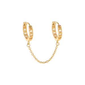 14K Gold / Single Cuban Chain Huggie Earring 14K - Adina Eden's Jewels