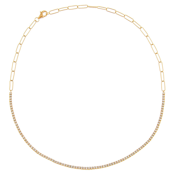  Diamond Tennis X Link Necklace 14K - Adina Eden's Jewels